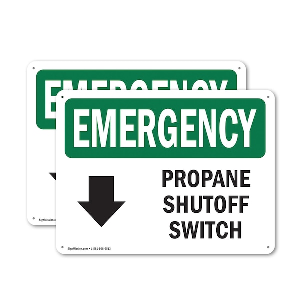 Signmission Electrical Propane Shutoff Switch With Symbol Emergency Sign, Plastic, 10in W x 7in L, 2PK OS-2PACK-EM-P-710-L-10291 - main